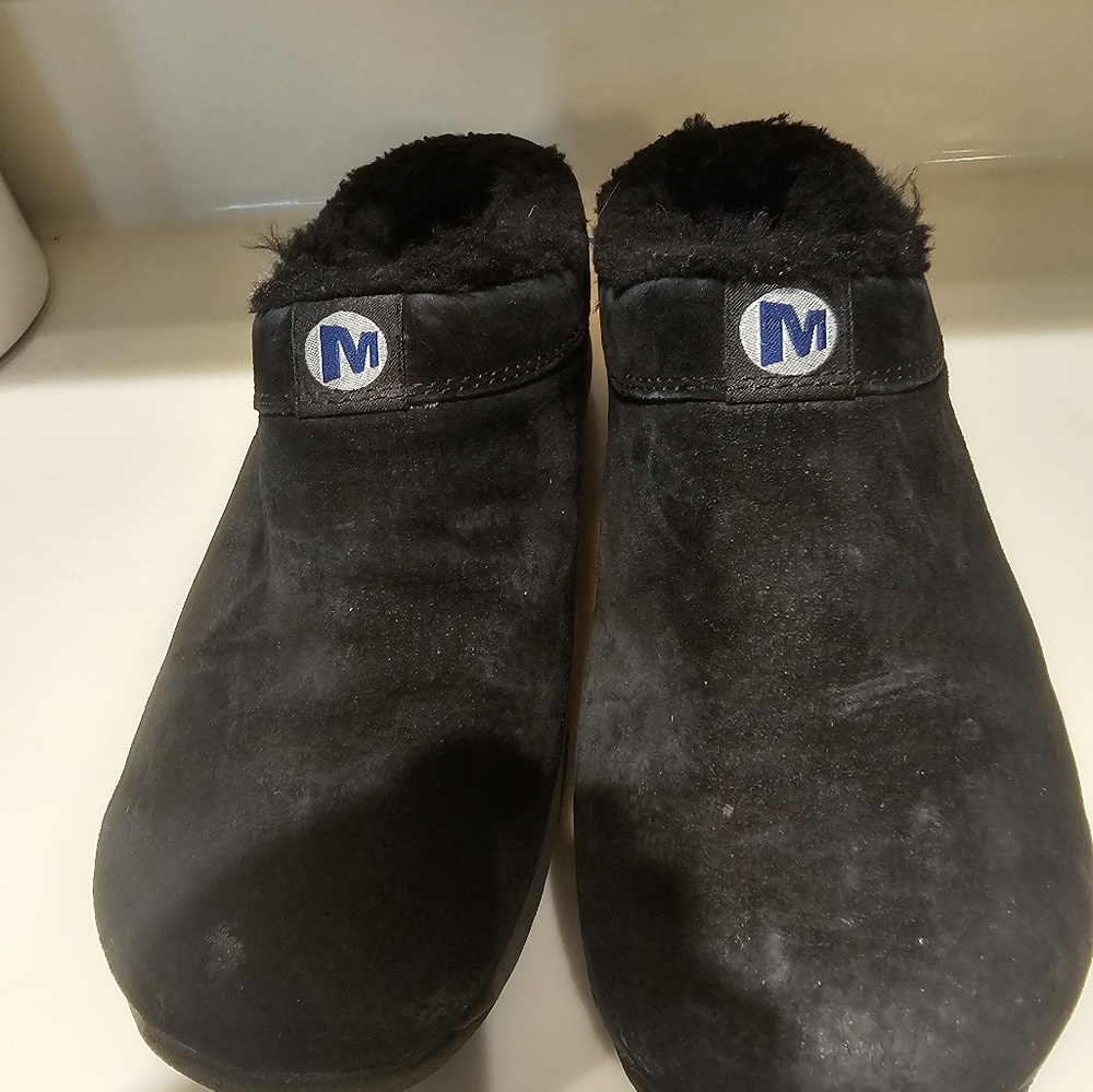 Merrell Womens Lined Black Slip Ons